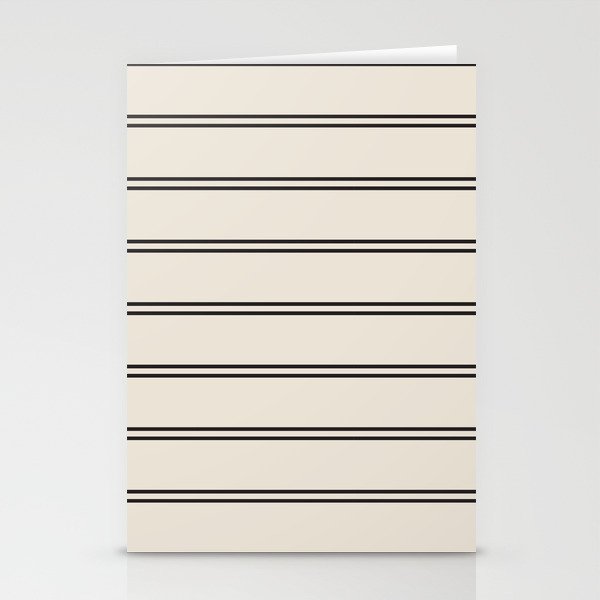 Cream & Black Thin Scandi Stripes Pattern Stationery Cards