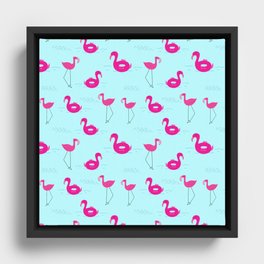 Pink Flamingo Pond Framed Canvas