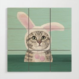 Floating Cat Bunny Wood Wall Art