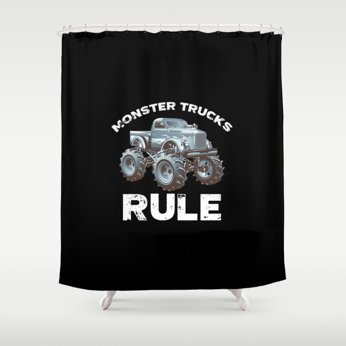 Awesome Monster Trucks Rule Funny Trucks Gift Shower Curtain