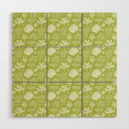 Light Green And White Coral Silhouette Pattern Wood Wall Art
