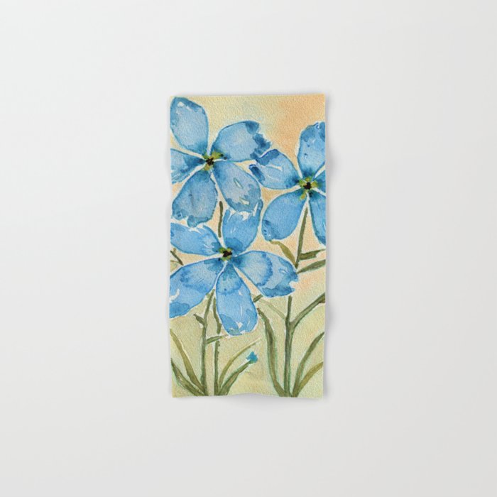 Blue Wildflowers in Watercolor Hand & Bath Towel