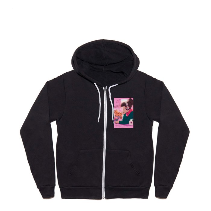 Aesthetic Cute Girl Studying Full Zip Hoodie by aesthetic Society6