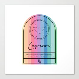 Capricorn Zodiac | Rainbow Stripe Canvas Print