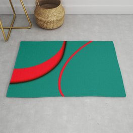 80s Mid Century Modern Green Organic Shapes Area & Throw Rug