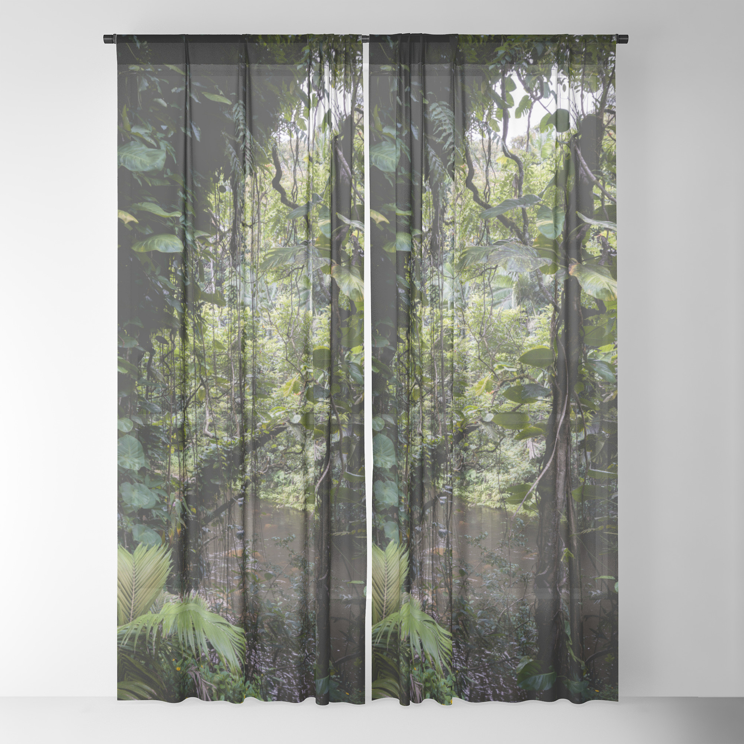Hidden Jungle River Sheer Curtain By Cascadia Society6