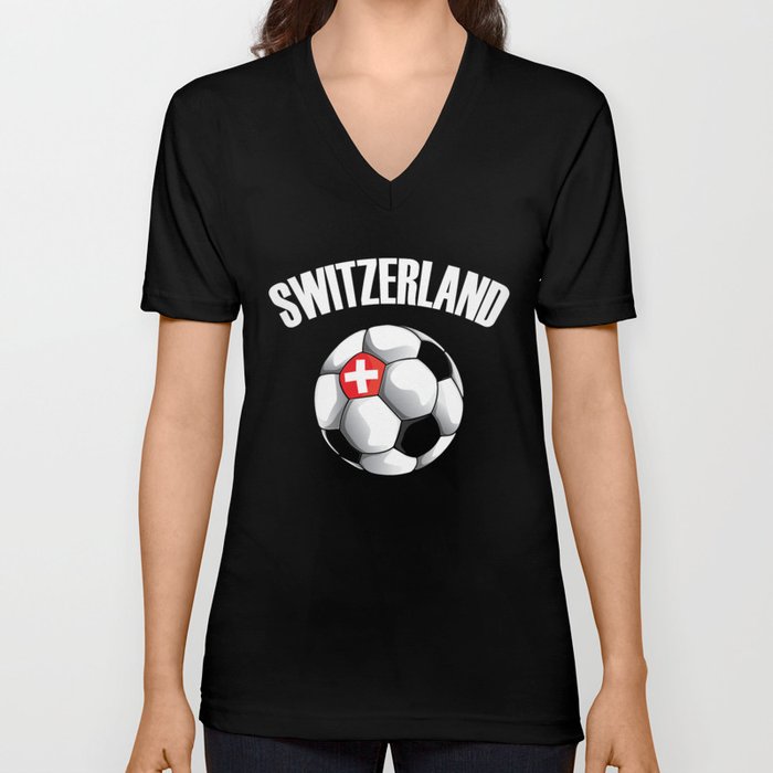 Switzerland Football - Swiss Soccer Ball V Neck T Shirt