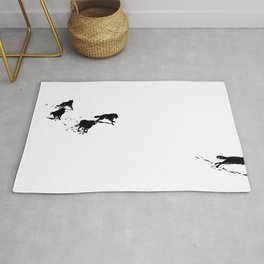 snowblinded // (wolf pack) Rug | Illustration, Dog, Minimal, Digital, Black and White, Wolf, Drawing, Canine, Popart, Running 