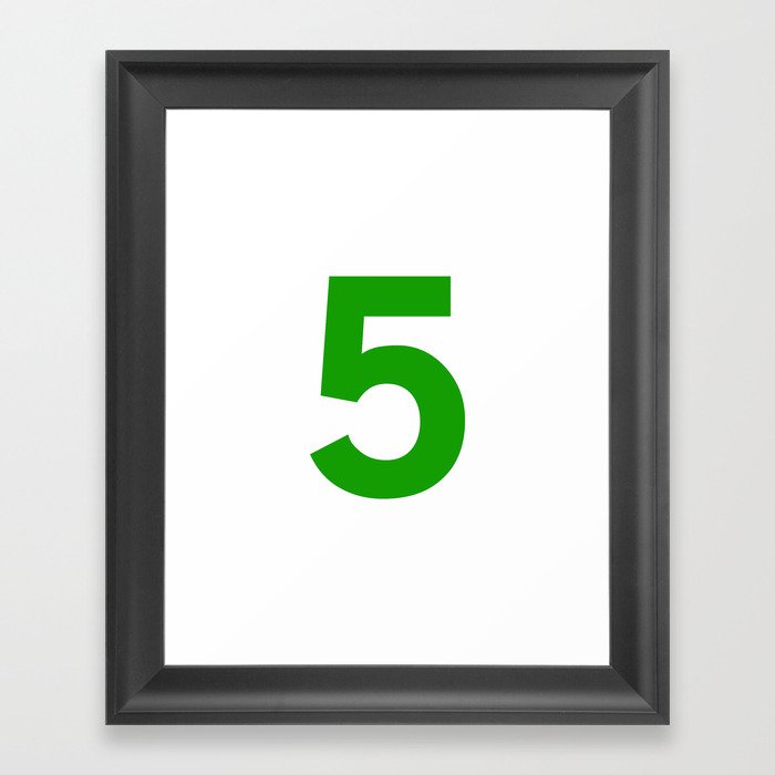 Number 5 (Green & White) Framed Art Print