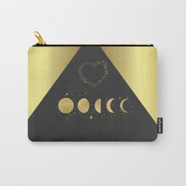 Faux Gold Moon Phases Gold Heart Carry-All Pouch