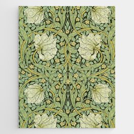 Vintage William Morris Pimpernel Green Floral Pattern Jigsaw Puzzle