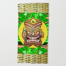 Shriner Happy Tiki #1 Beach Towel