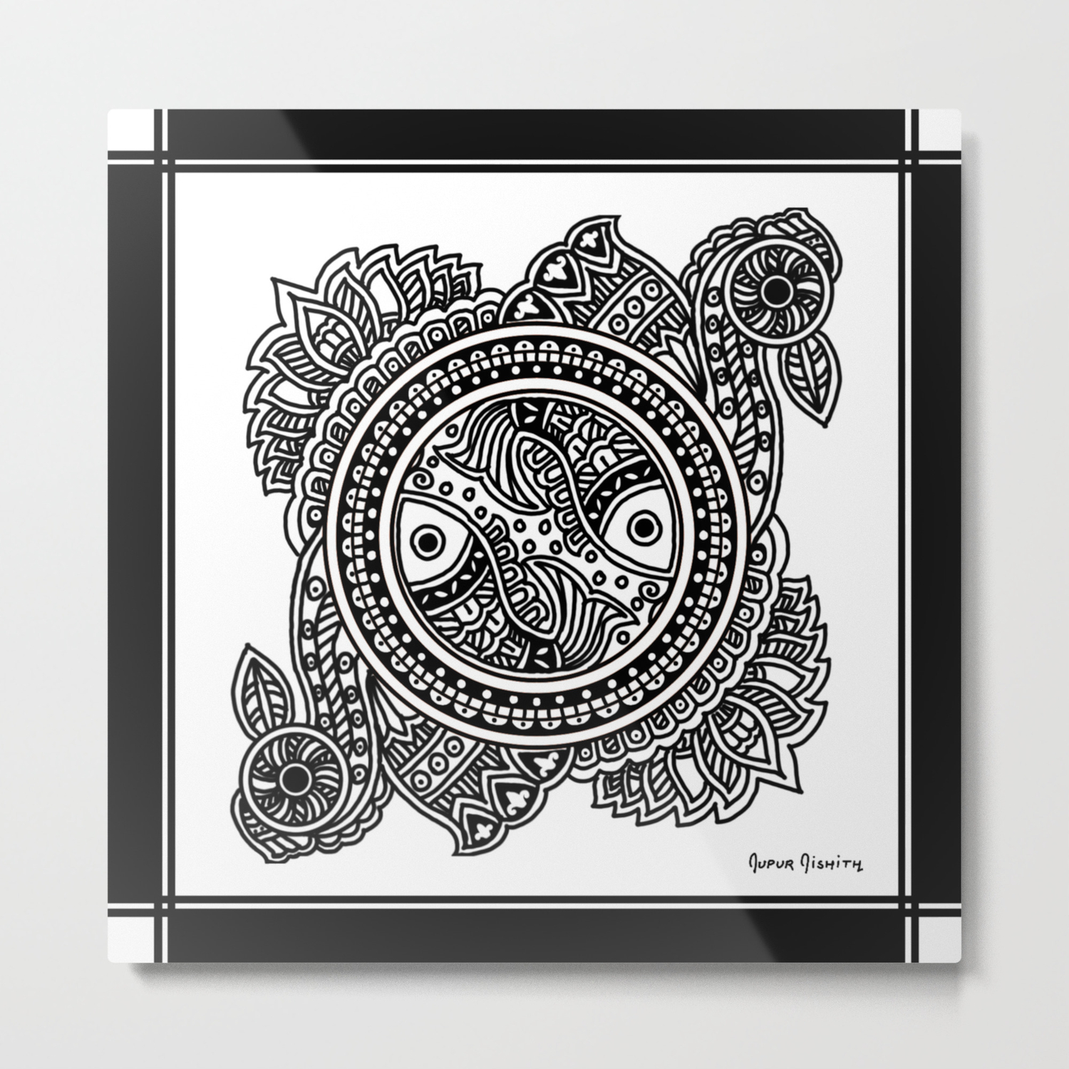 Design Inspired From Mithila Painting Metal Print By