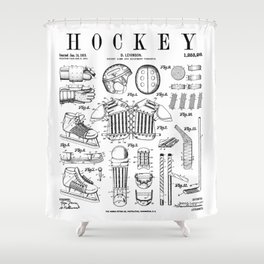 Ice Hockey Player Winter Sport Vintage Patent Print Shower Curtain
