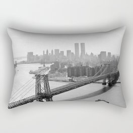 Williamsburg Bridge, East River at South Sixth St. & Twin Towers, New York City skyline photograph Rectangular Pillow