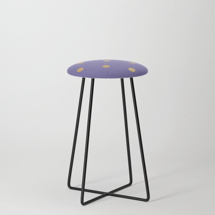 Gold Sparkle Polka Dots on Periwinkle  Counter Stool