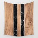 Striped Wood Grain Design - Black Granite #175 Wandbehang