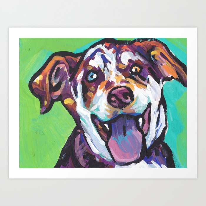 Fun Catahoula Leopard Dog Bright Colorful Pop Art Painting By Lea