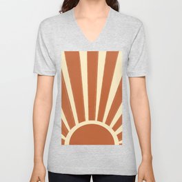 Rustic Sunset Geometric V Neck T Shirt