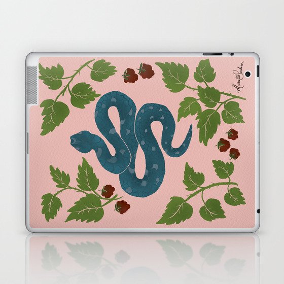 Snake Charm in Rose & Blue Laptop & iPad Skin