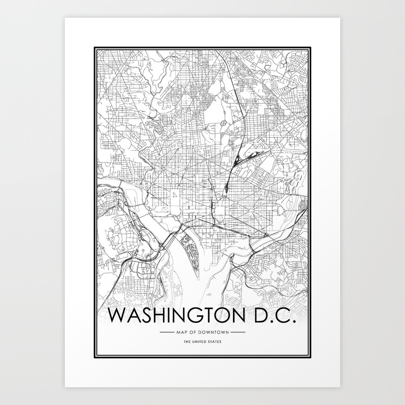 District of Columbia Washington DC Print Black and White Skyline USA North America Washington Wall Art United States Washington