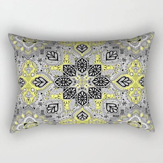 Boho Sunshine Medallion Pattern Rectangular Pillow