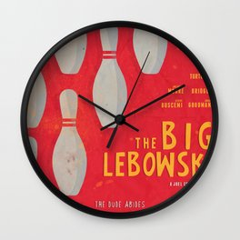 The Big Lebowski - Movie Poster, Coen brothers film, Jeff Bridges, John Turturro, bowling Wall Clock