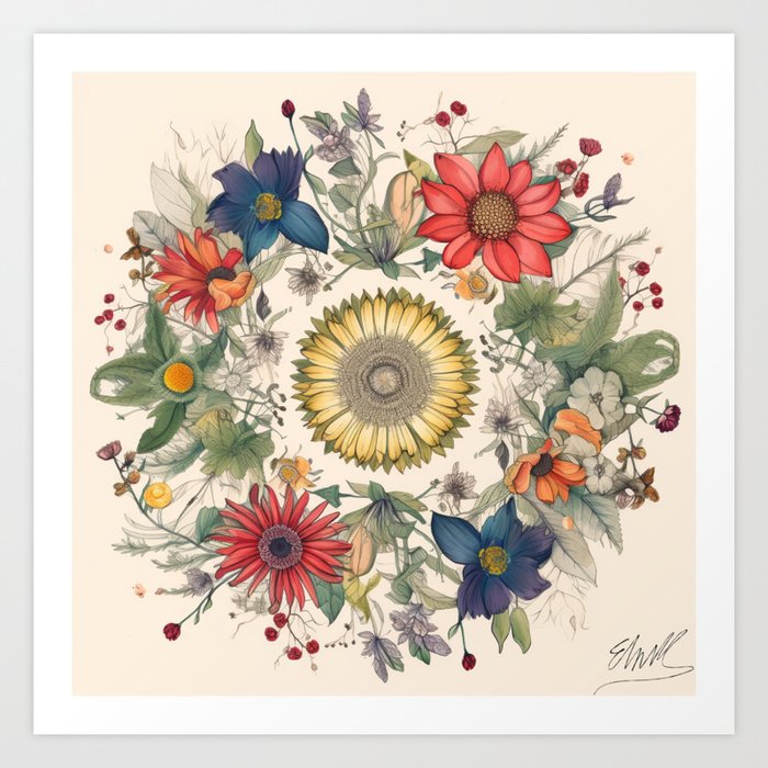 Mandala Botanica wall art Art Print