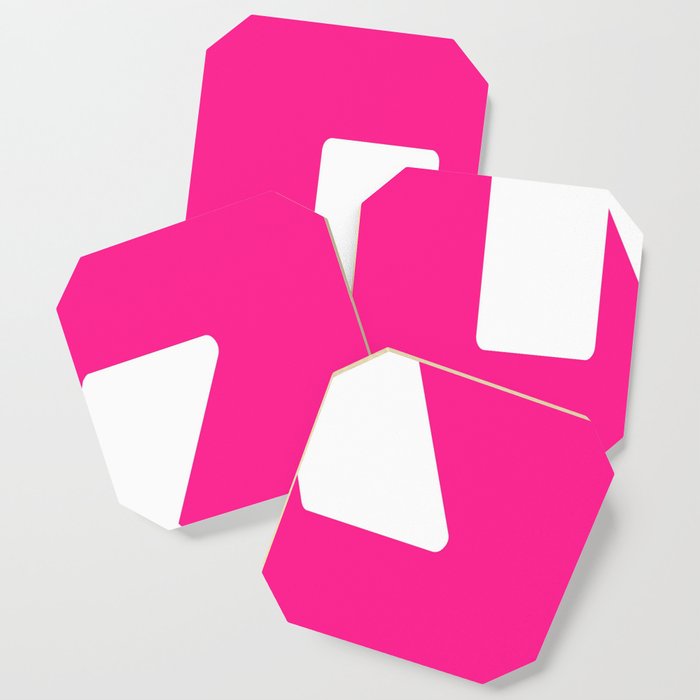K (White & Dark Pink Letter) Coaster
