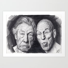 Patrick Stewart & Ian McKellen Art Print | People, Black and White, Movies & TV 