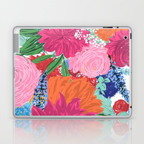 Pretty Colorful Big Flowers Hand Paint Design Laptop & iPad Skin