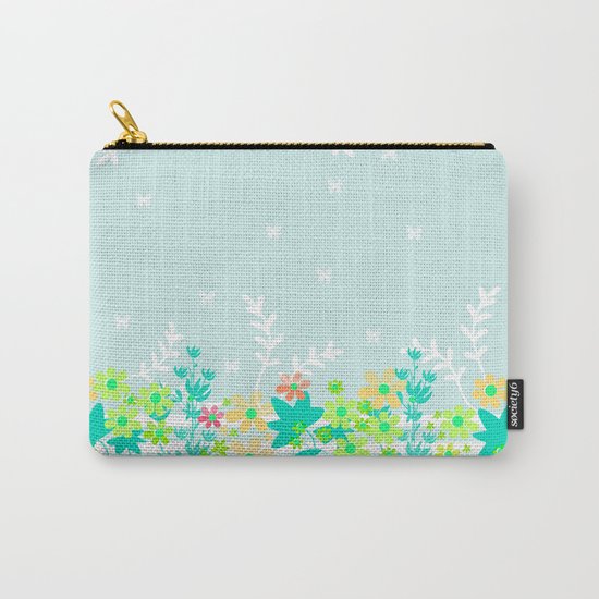 Turquoise floral pattern . Colorful floral background . Carry-All Pouch