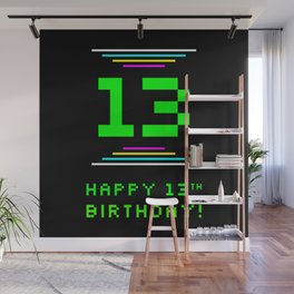 [ Thumbnail: 13th Birthday - Nerdy Geeky Pixelated 8-Bit Computing Graphics Inspired Look Wall Mural ]