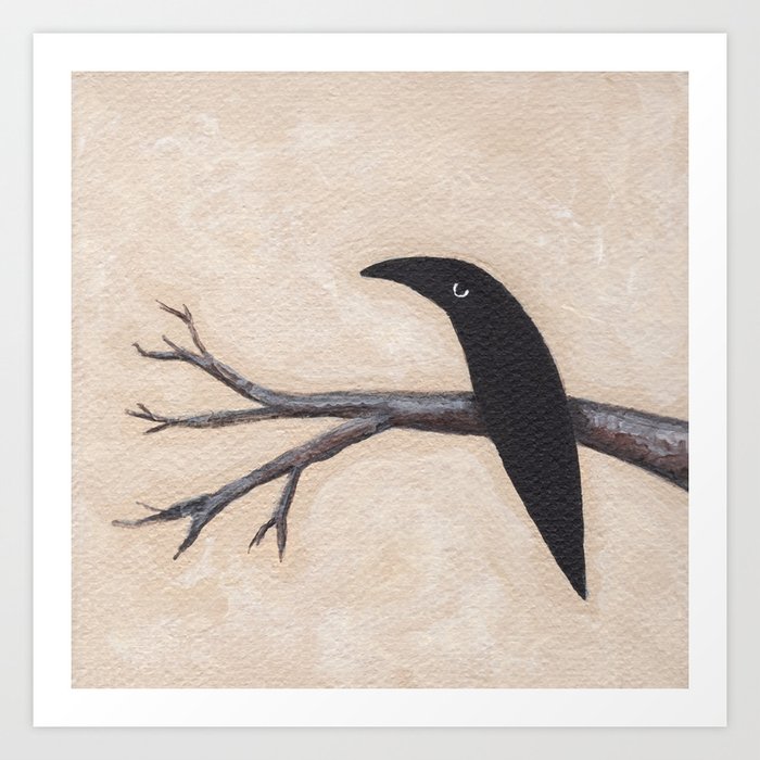 Crow On Branch  Art Print