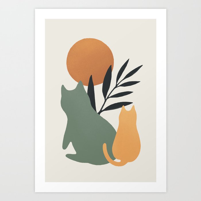 Abstraction minimal cat 4  Art Print