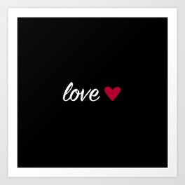 Love Heart - Black Art Print