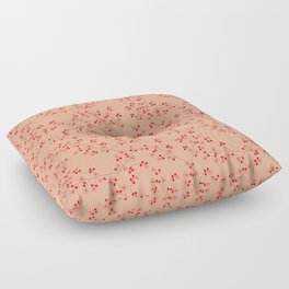 Исходный текст Blooming cherry twigs with rat berries on a beige background. Botanical composition.  Floor Pillow