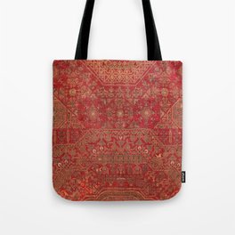 Bohemian Medallion II // 15th Century Old Distressed Red Green Colorful Ornate Accent Rug Pattern Tote Bag