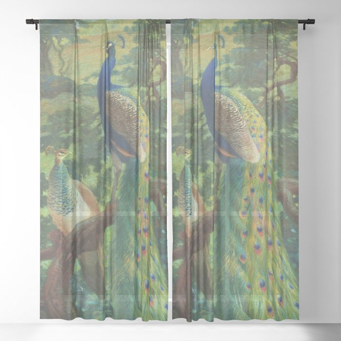 Peacock Chinoiserie Sheer Curtain