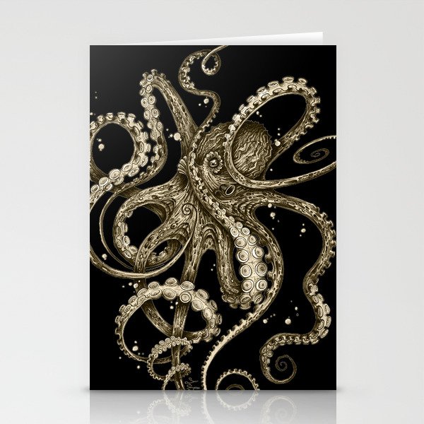 Octopsychedelia Sepia Stationery Cards