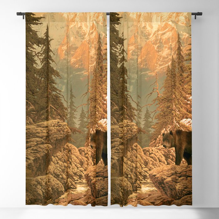Bear in the Rocky Mountains Blackout Curtain