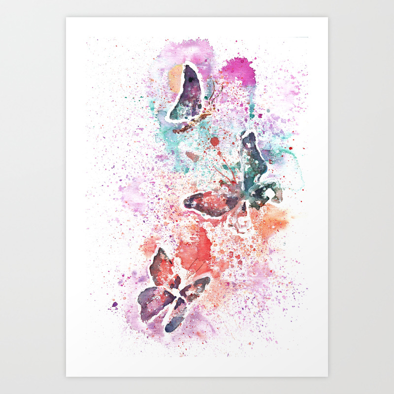 Butterflies Watercolor Painting Art Print By