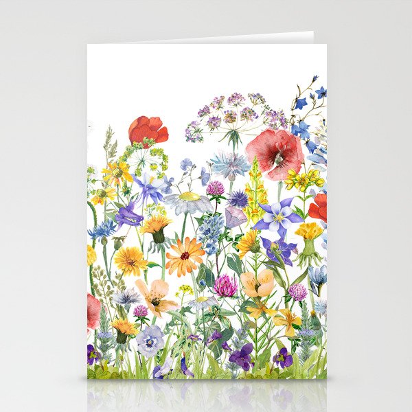 Colorful Midsummer Scandinavian Wildflowers Meadow  Stationery Cards
