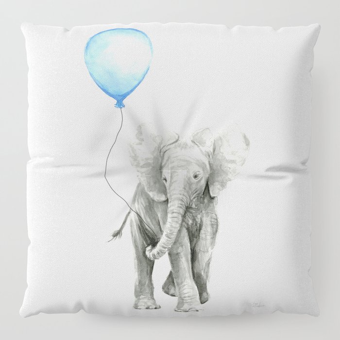 Baby Animal Elephant Watercolor Blue Balloon Baby Boy Nursery Room