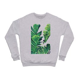 Banana Tree Leaves | Tropical Jungle Bohemian Painting | Vintage Botanical Watercolor Plants Crewneck Sweatshirt