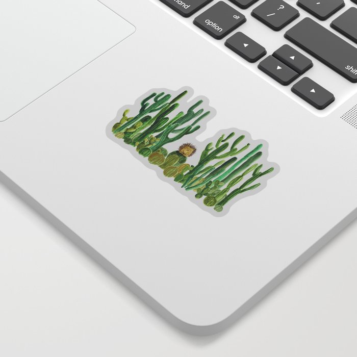 In my happy place - hedgehog meditating in cactus jungle Sticker