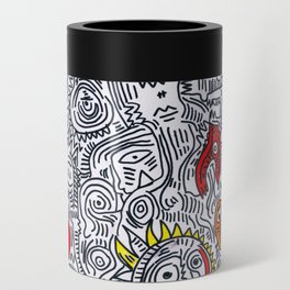 Pattern Doddle Hand Drawn  Black and White Colors Street Art Can Cooler