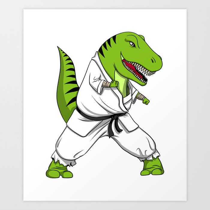Karate T-Rex Dinosaur Ninja Martial Arts Art Print