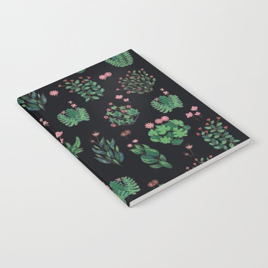 green and black garden with red flowers Notebook