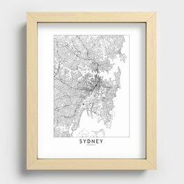 Sydney White Map Recessed Framed Print